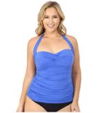 Lauren Ralph Lauren - Plus Size Beach Club Solids Twist Shirred Halterkini W/ Molded Cup