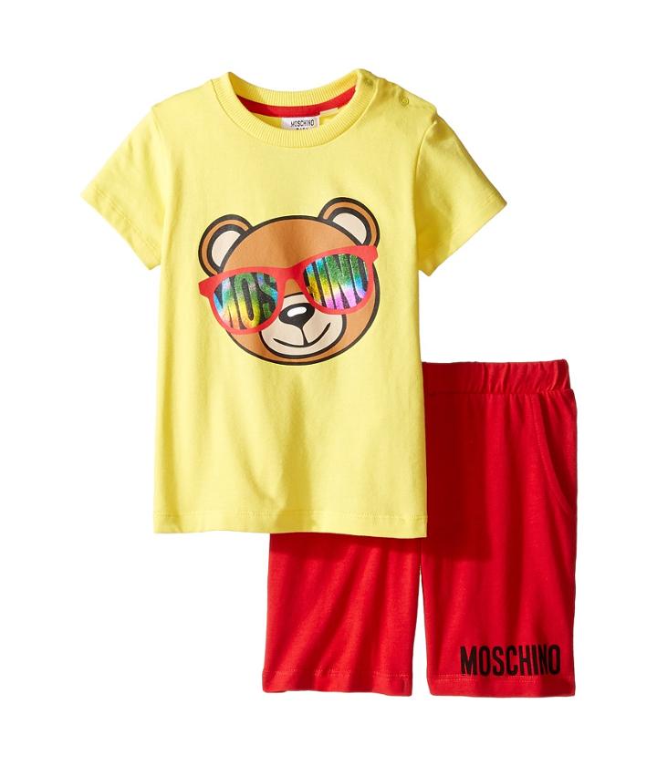 Moschino Kids - Short Sleeve Logo Teddy Bear T-shirt Shorts Set