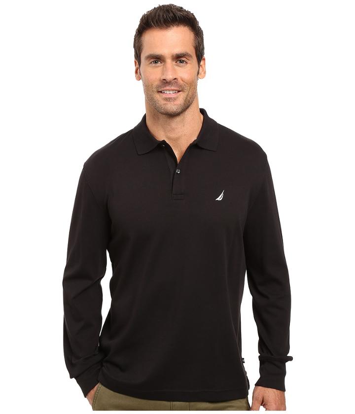 Nautica - Long Sleeve Solid Interlock Polo