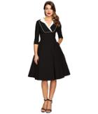 Unique Vintage - Long Sleeve Collared Trudy Swing Dress
