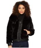 Blank Nyc - Fake Fur Jacket With Vegan Leather Detail In Black Noise