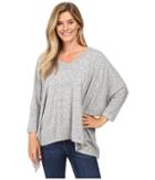 Nally &amp; Millie - V-neck Long Sleeve Oversize Top With Side Slits