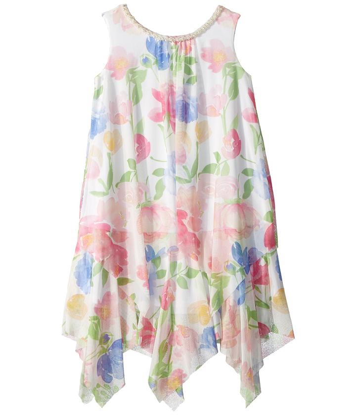 Us Angels - Chiffon Floral Print Trapeze Dress