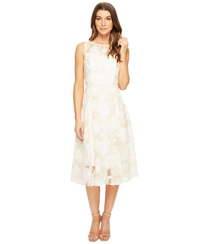 Adrianna Papell - Printed Organza Fit And Flare Midi