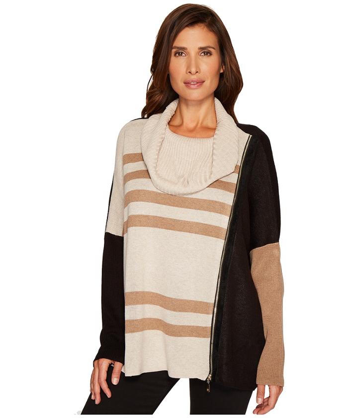 Ivanka Trump - Cowl Neck Bat Wing Stripe Sweater