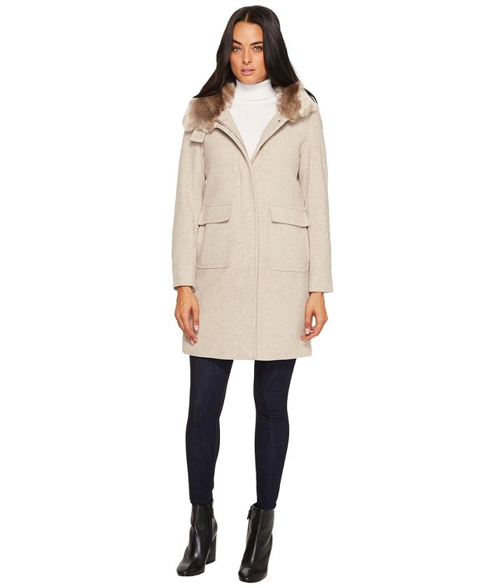 Lauren Ralph Lauren - Faux Fur Lined Wool W/ Hood And Patch Pocket