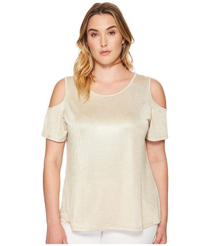 Calvin Klein Plus - Plus Size Metallic Cold Shoulder Top