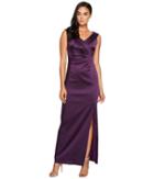 Tahari By Asl - Stretch Satin Gown With Side Ruche