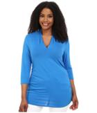 Vince Camuto Plus - Plus Size 3/4 Sleeve Pleat V-neck Top