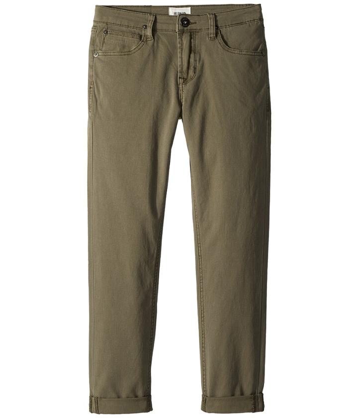 Hudson Kids - Blake Slim Leg Double Roll Cuff Sateen Pants In Green Turf
