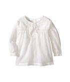 Kardashian Kids - Shirt With Front Split Tie And Seersucker Panel And Mesh Trim