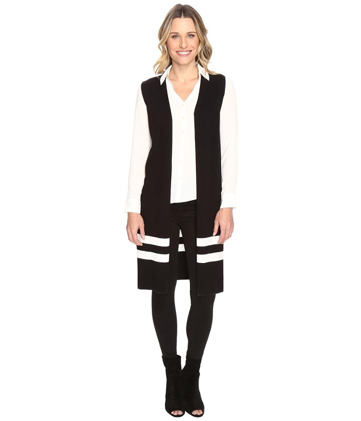 Vince Camuto - Sleeveless Milano Stripe Open Front Cardigan