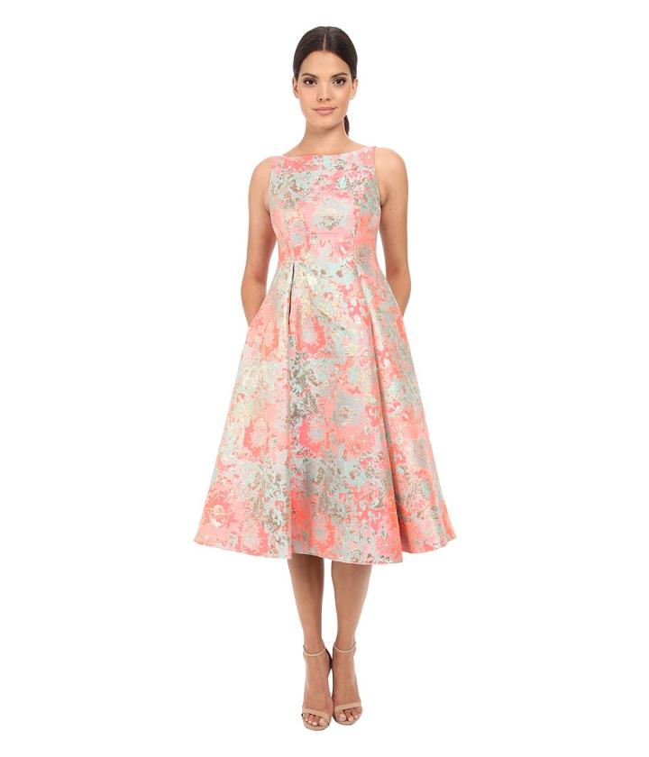 Adrianna Papell - Midi Sleeveless Jacquard Party Dress