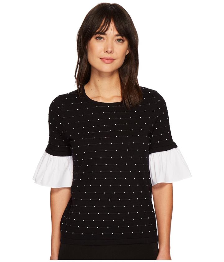 Cece - Flare Sleeve Mix Media Sweater