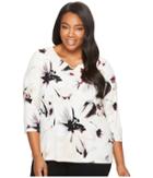 Calvin Klein Plus - Plus Size 3/4 Sleeve Blouse W/ Arch Hardware