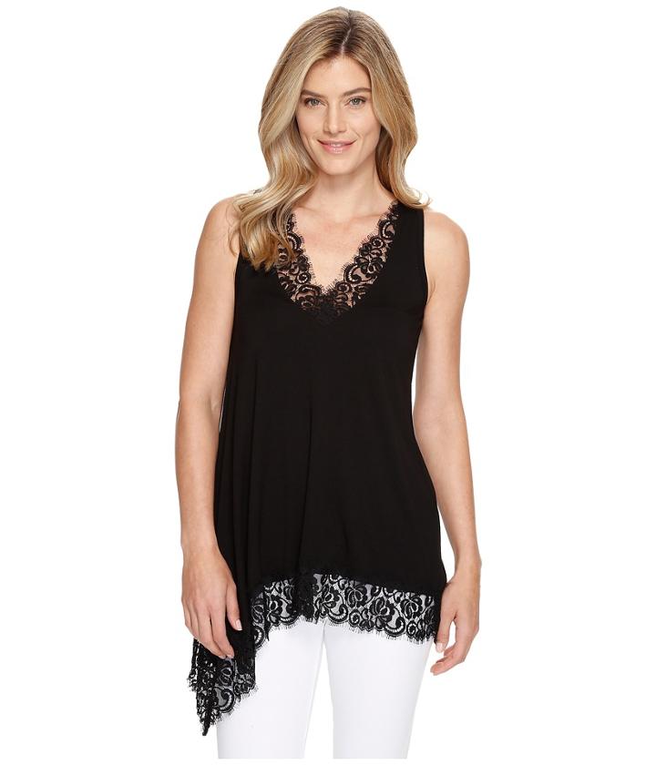 Karen Kane - Lace Trim Asymmetric Top