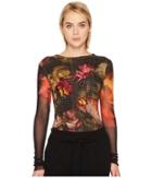 Fuzzi - Long Sleeve Patchwork Embroidery Top Cover-up