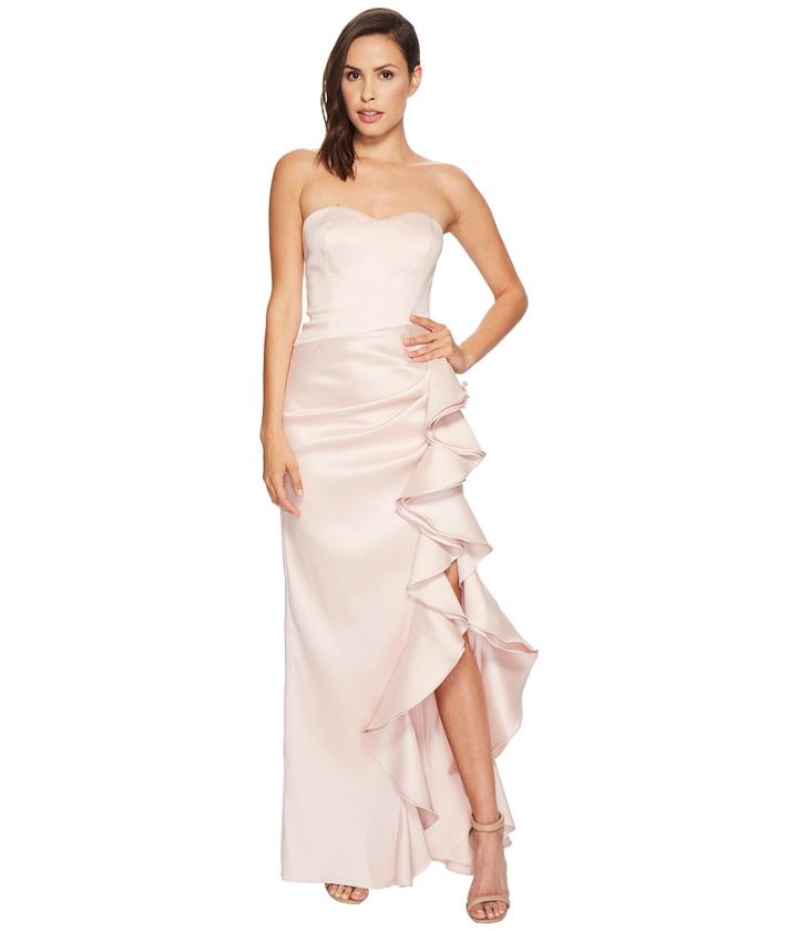 Badgley Mischka - Strapless Twill Ruffle Gown