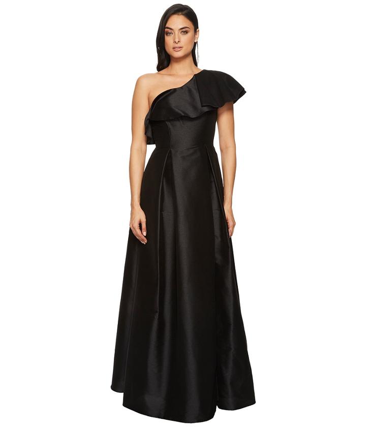Adrianna Papell - One Ruffle Shoudler Faille Long Gown