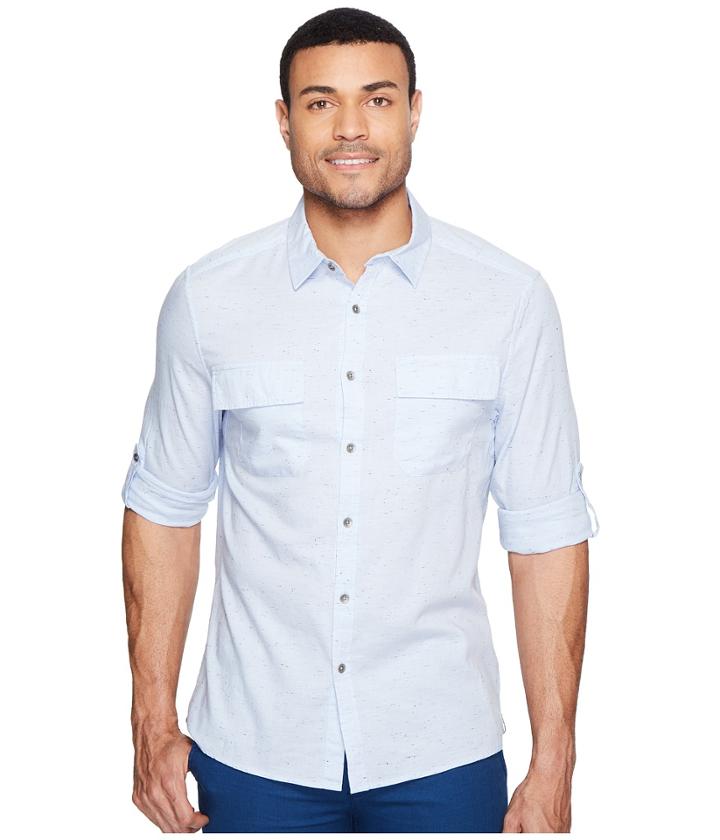 Kenneth Cole Sportswear - Long Sleeve Nep Yarn Flap Pocket Shirt