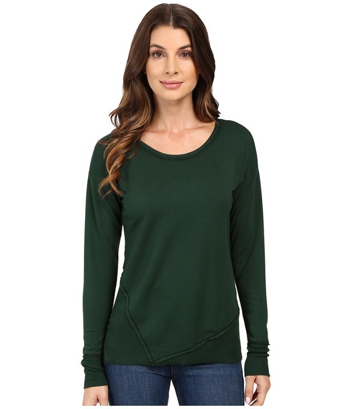 Mod-o-doc - Cotton Spandex French Terry Asymmetrical Seamed Pullover W/ Contrast Rib