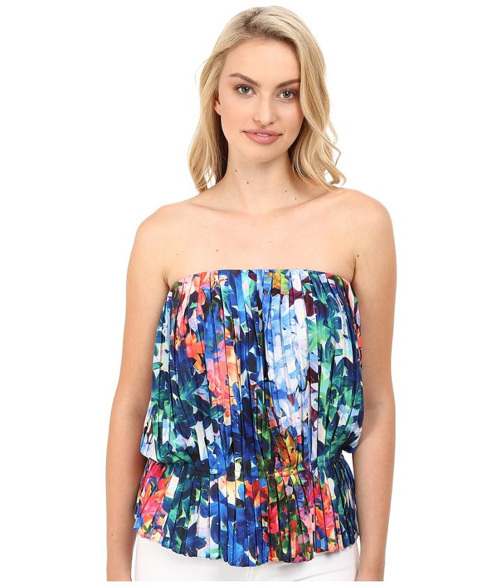 Nicole Miller - Tie-dye Flowers Pleated Tube Top