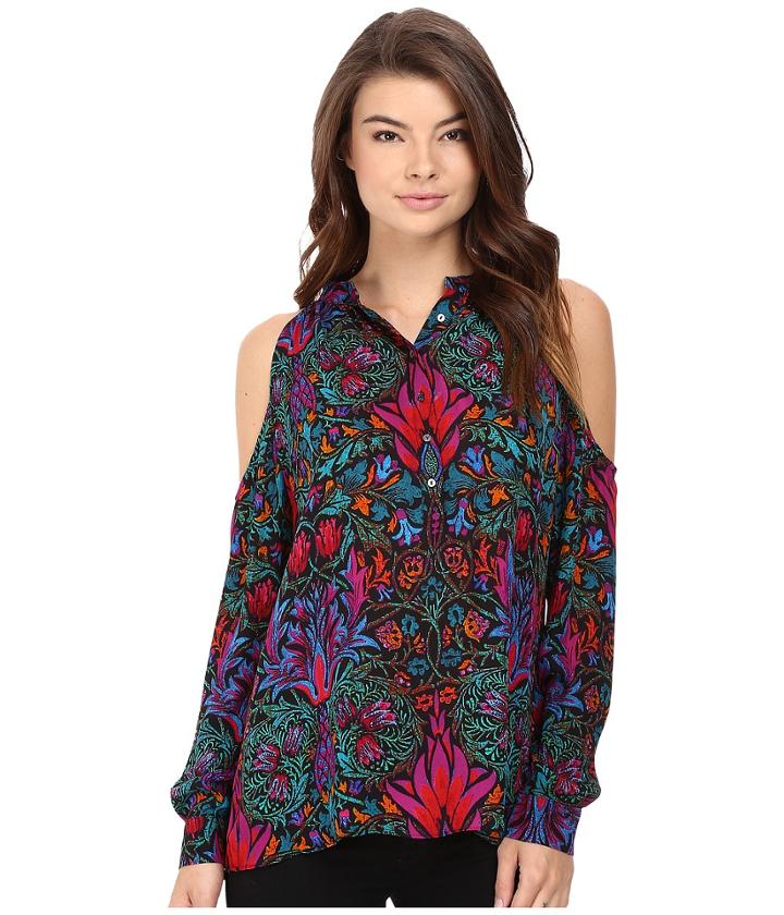 Nicole Miller - Leigh Cold Shoulder Deco Wallpaper Blouse