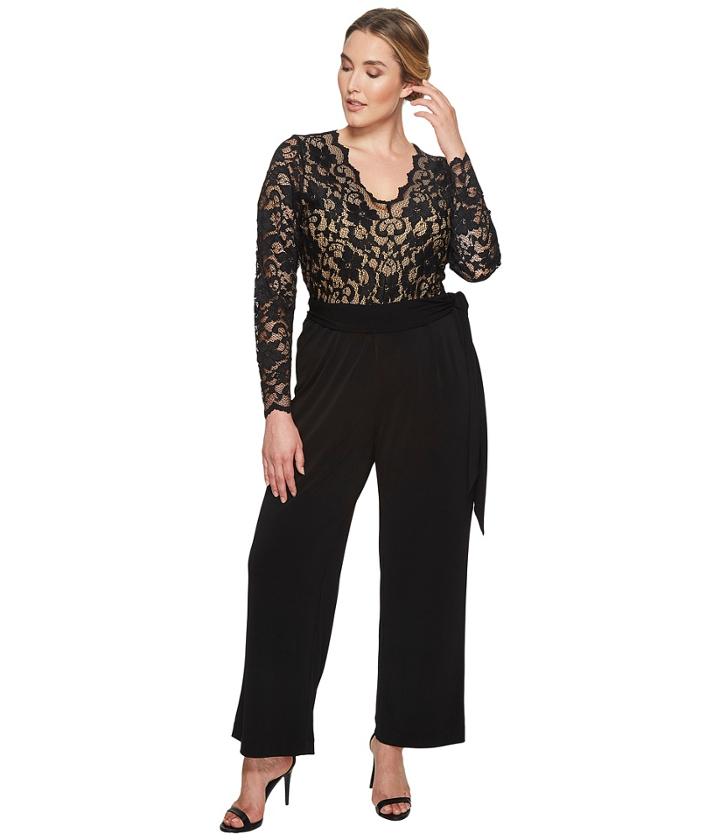 Karen Kane Plus - Plus Size Scallop Lace Palazzo Jumpsuit