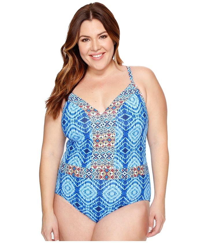 Bleu Rod Beattie - Plus Size Mykonos Plunge X-back Mio One-piece