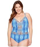 Bleu Rod Beattie - Plus Size Mykonos Plunge X-back Mio One-piece