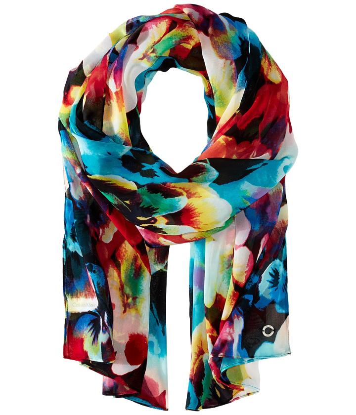 Calvin Klein - Rainbow Floral Chiffon Scarf