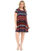 Karen Kane Plus - Plus Size Stripe Print Maggie Trapeze Dress
