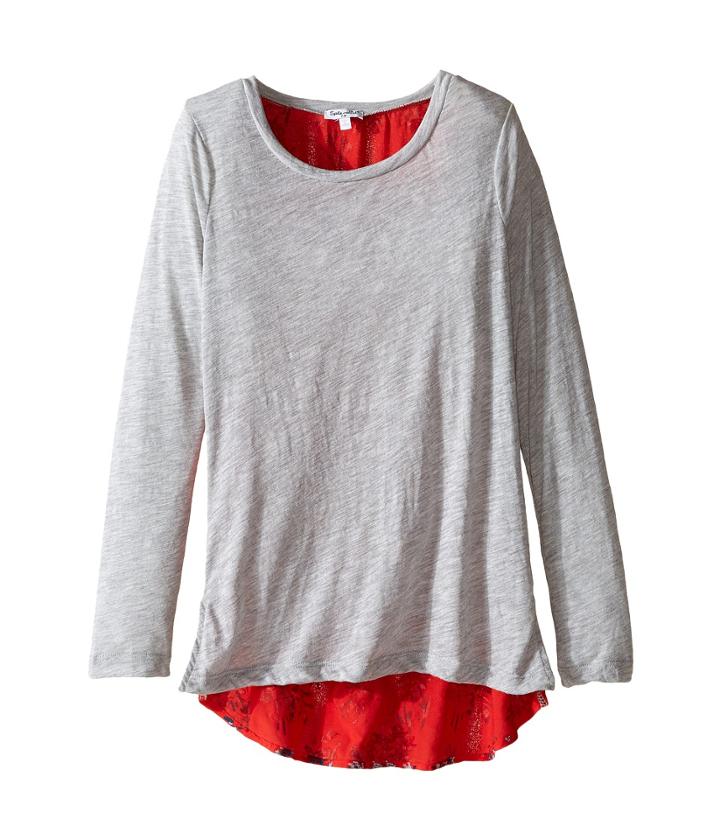 Splendid Littles - Floral Slub Jersey/print Rayon Long Sleeve Top