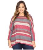 Nally &amp; Millie - Plus Size Burgundy Stripe Top