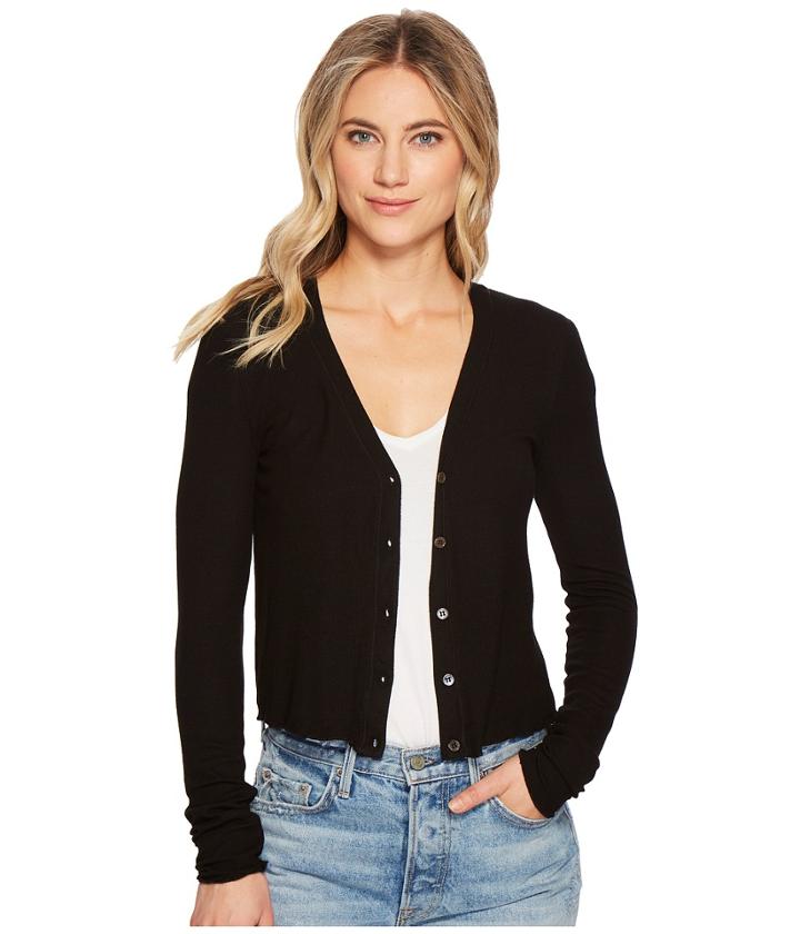 Three Dots - Viscose Rib Crop Cardigan