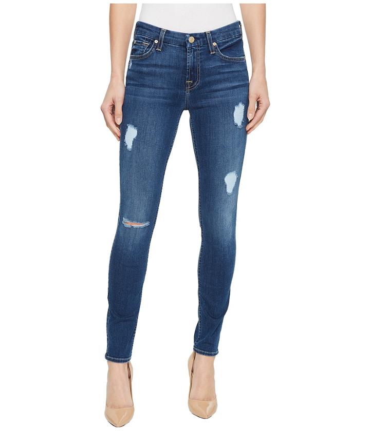 7 For All Mankind - Ankle Skinny W/ Destroy In Royal Indigo 2