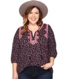 Lucky Brand - Plus Size Embroidered Boho Top