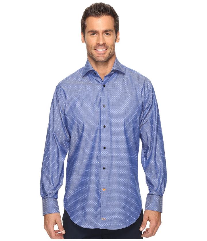 Thomas Dean &amp; Co. - Long Sleeve Dot Sport Shirt French Cuff