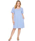 Extra Fresh By Fresh Produce - Plus Size Pinstripe Allure T-shirt Dress