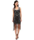 Unique Vintage - Deco Beaded Marceline Fringe Flapper Dress