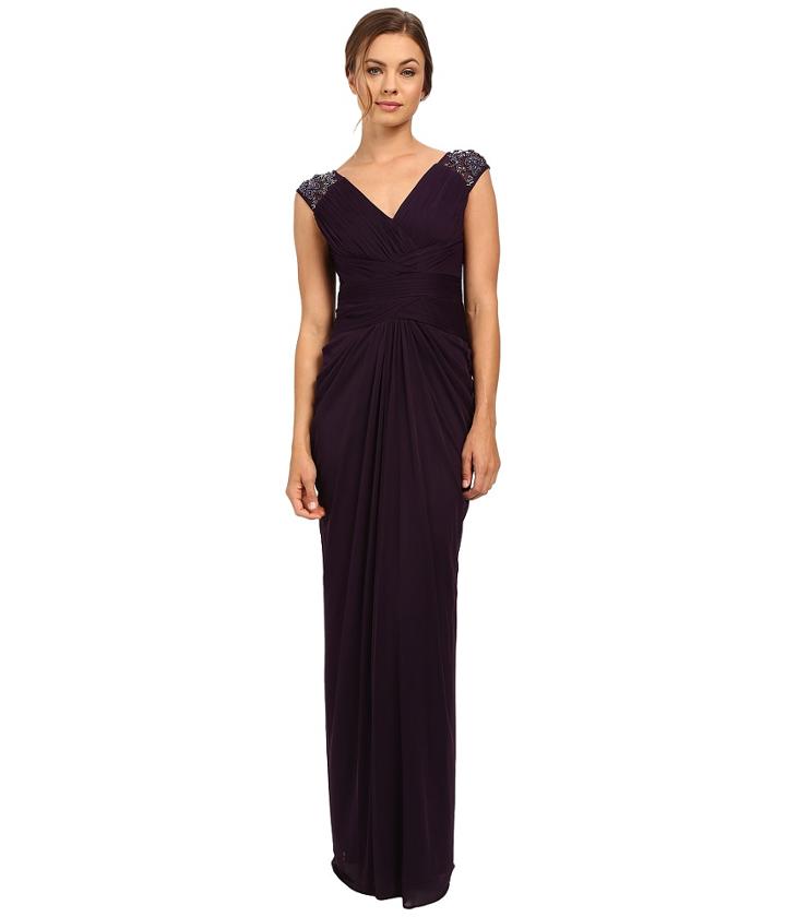 Adrianna Papell - Shirred Stretch Tulle Gown
