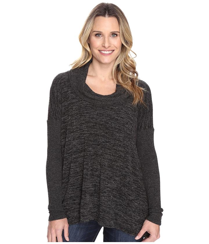 Mod-o-doc - Heather Sweater W/ Rib Long Sleeve Cowl Neck Pullover