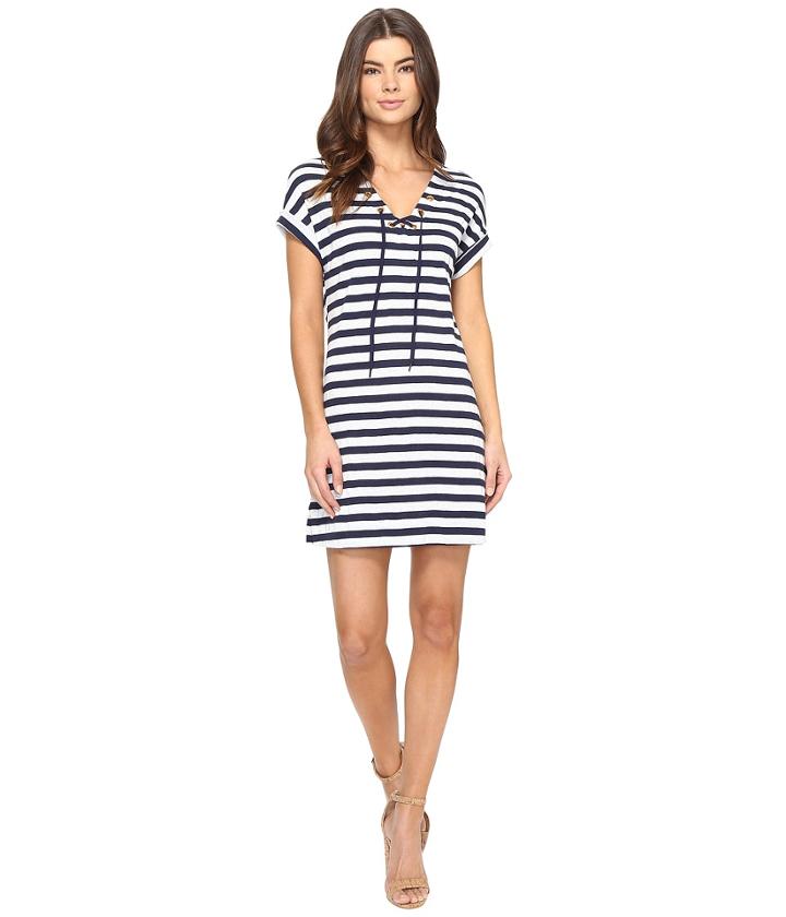 Three Dots - Stripe Tie Front Dress