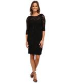 Rsvp - 3/4 Sleeve Stretch Lace Dress With Sequins