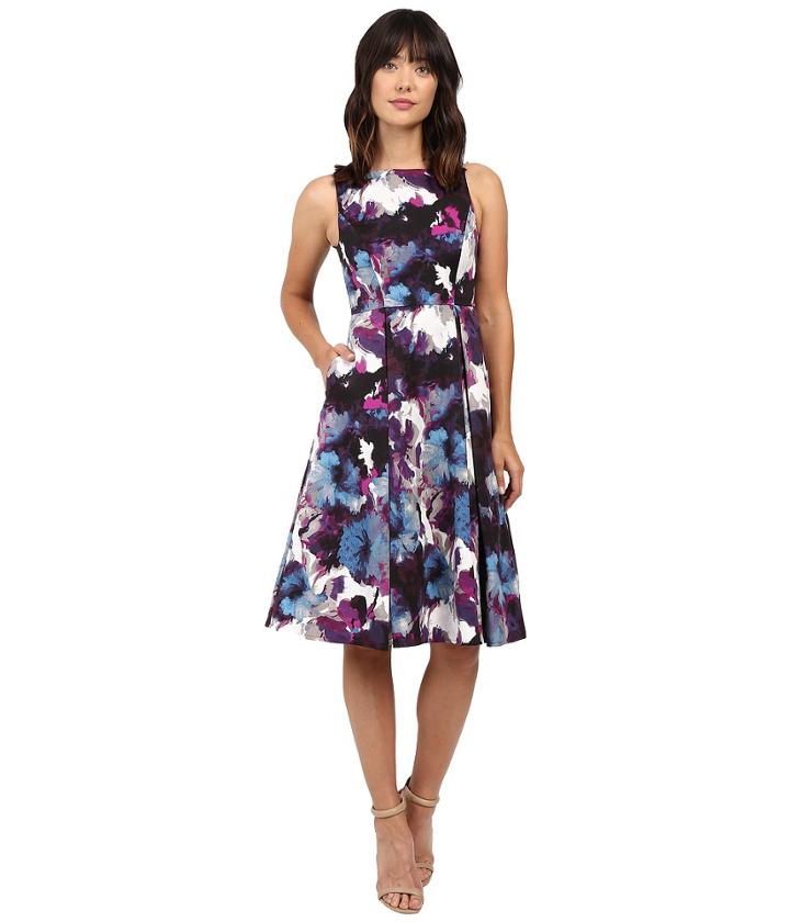 Adrianna Papell - Tea Length Pleated Fit And Flare