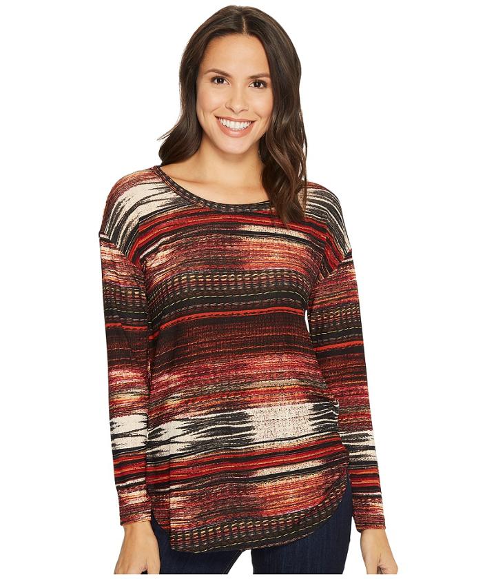 Tribal - Long Sleeve Printed Scoop Neck Top