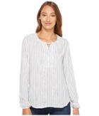 Mod-o-doc - Multicolor Rayon Stripe Mandarin Collar Stripe Lace-up Shirt