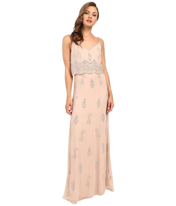 Adrianna Papell - Sleeveless Beaded Popover Gown