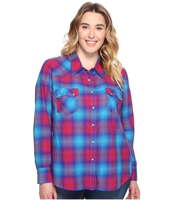 Roper - Plus Size 0510 Bright Ombre Plaid Western Shirt