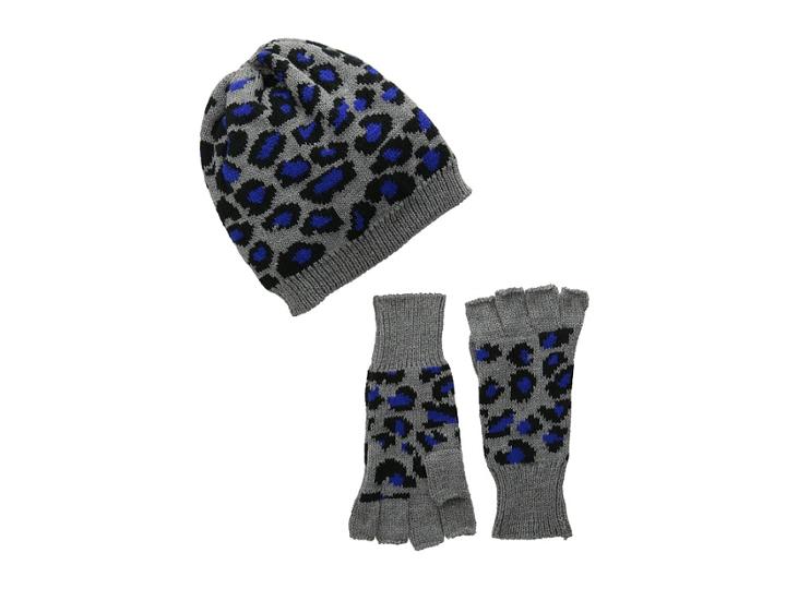 San Diego Hat Company - Knh3332 Leopard Knit Fingerless Gloves Beanie Set